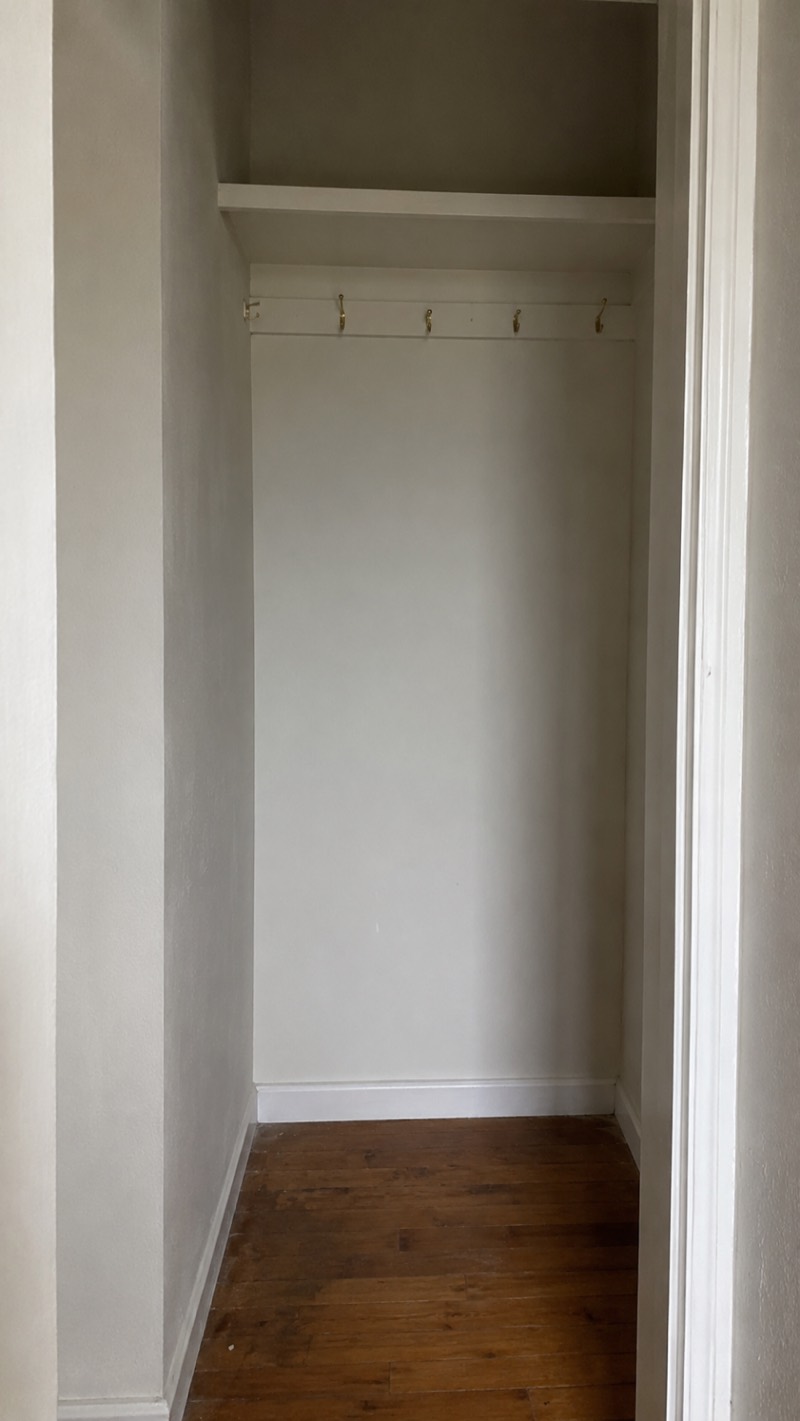 Before — bare alcove ready for shelving