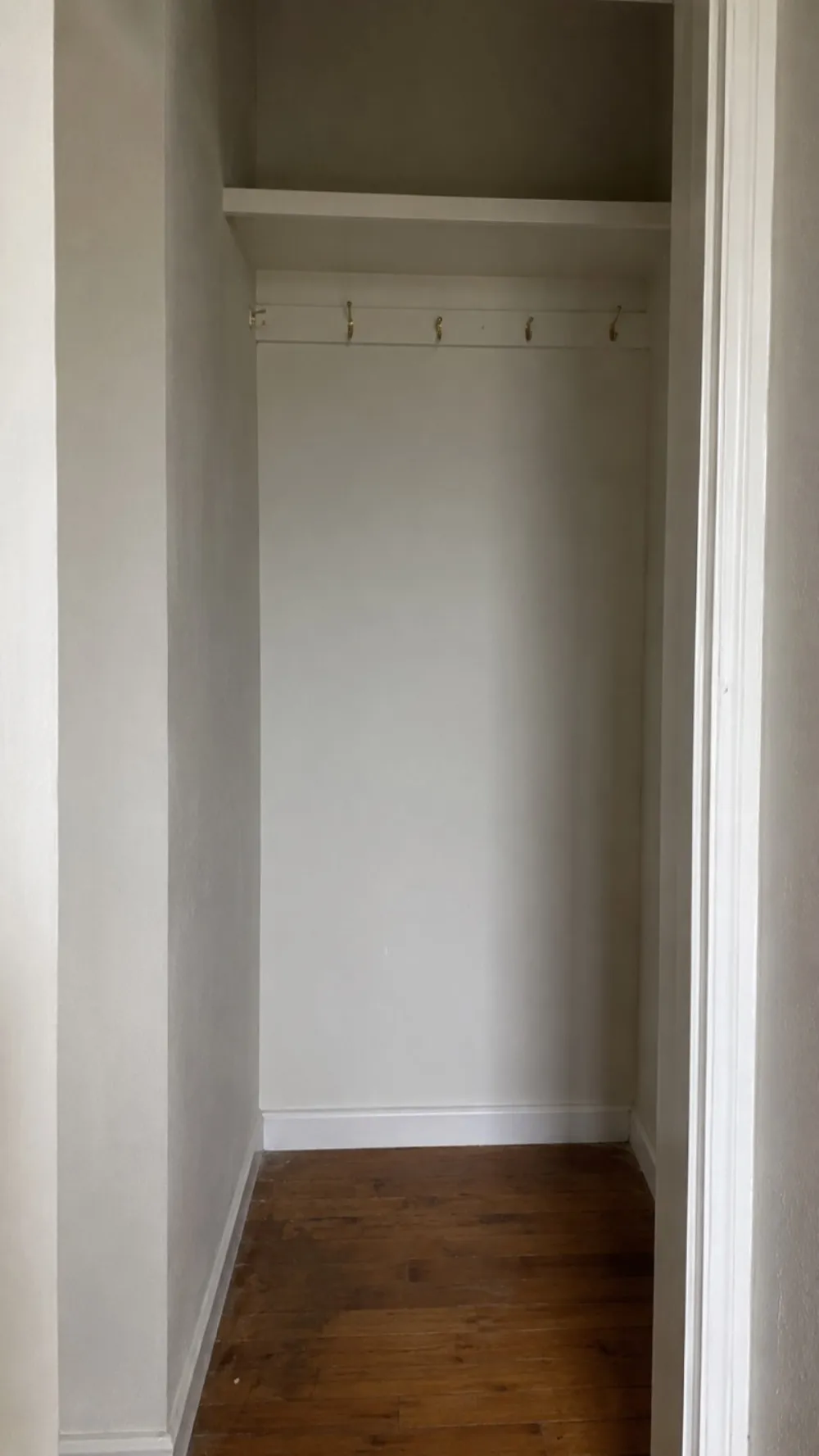 Before — bare alcove ready for shelving